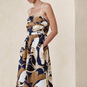 Banana Republic Poplin Gathered Midi Dress